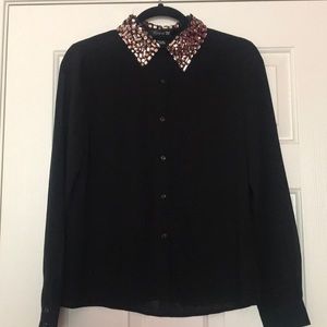 Black Button-Down Blouse